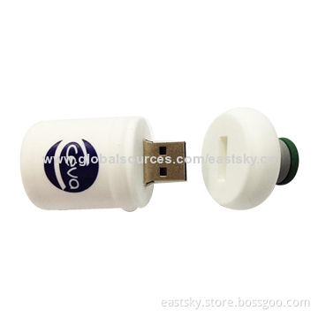 Bottle-shaped Thumb Drive, Made of Soft PVC Material, OEM Orders Welcomed